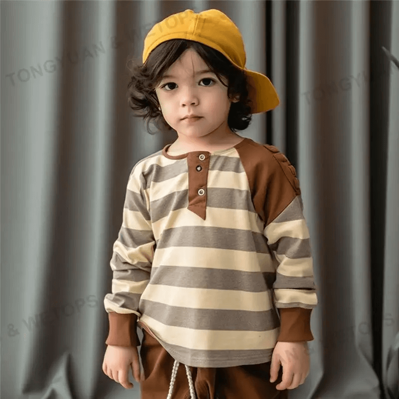 2023 Autumn Children's Stripe T-Shirt Kid 100% Cotton Long Sleeve Male Tee Shirts Spring Fall Clothes For Kid Tops