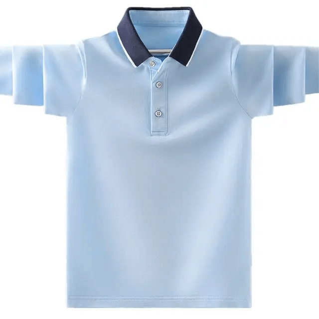 Baby Boys Fashion School Uniform Polo Shirt Splicing Design Kids Casual Long Sleeve Tops For Kids