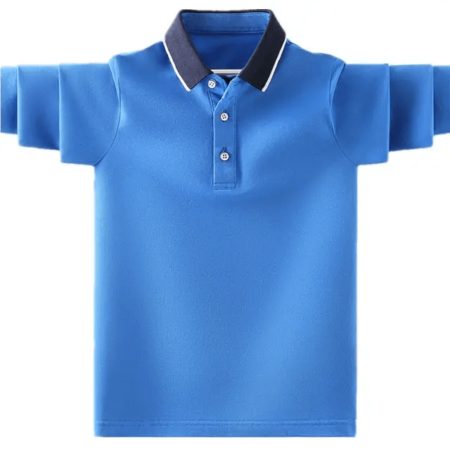 Baby Boys Fashion School Uniform Polo Shirt Splicing Design Kids Casual Long Sleeve Tops For Kids