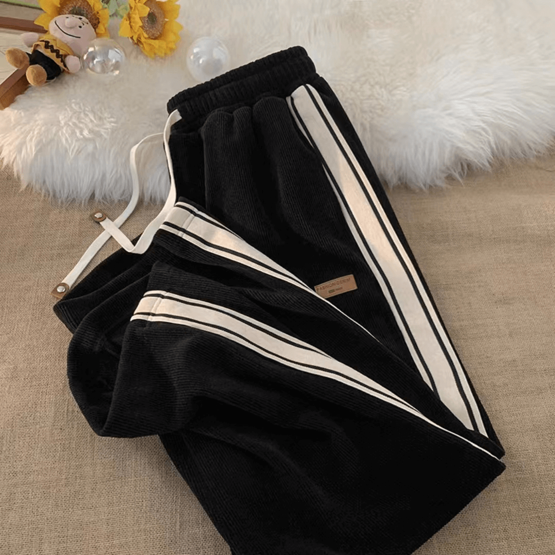 Original design Chenille fabric high quality striped corduroy men's and women's straight leg casual tracksuit pants