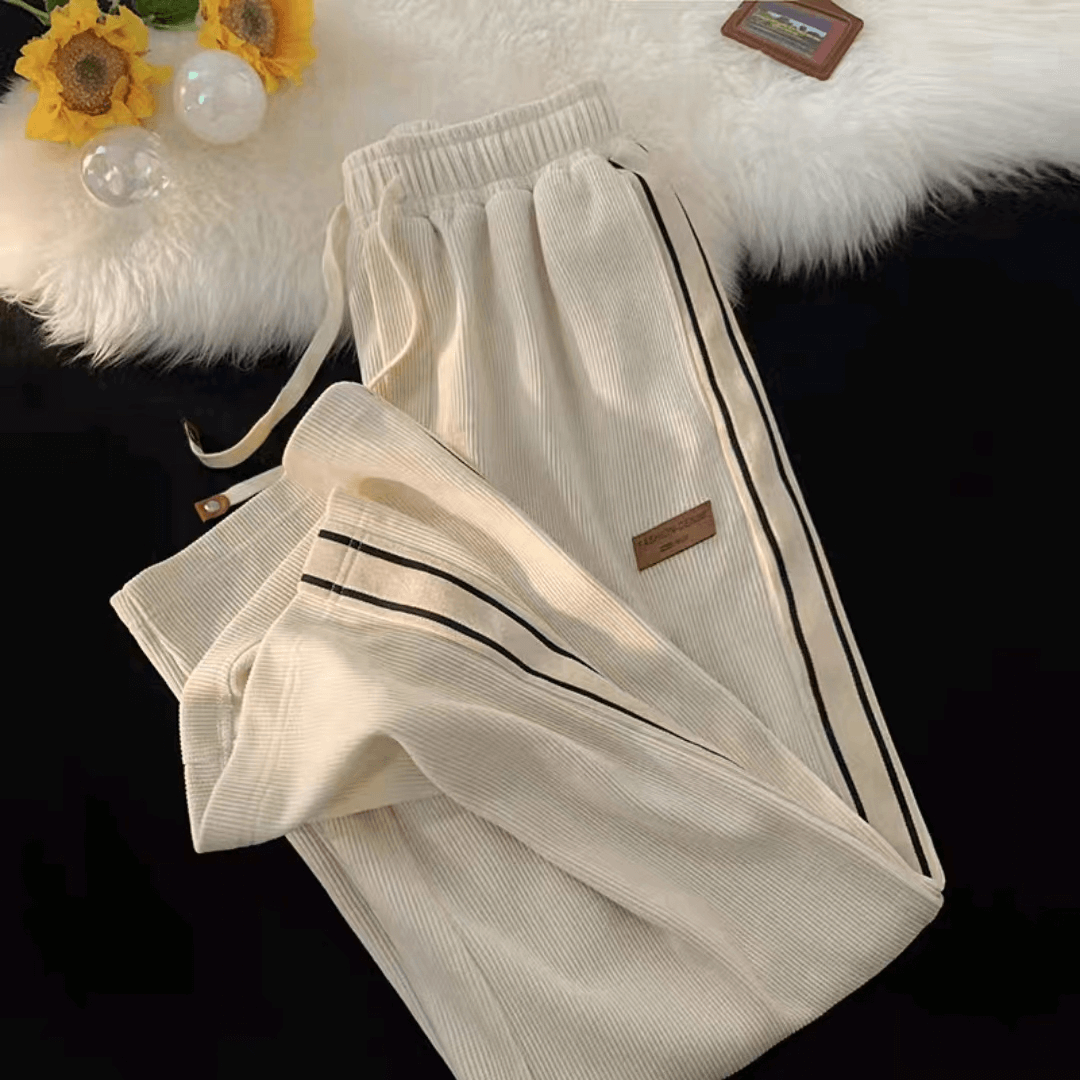 Original design Chenille fabric high quality striped corduroy men's and women's straight leg casual tracksuit pants