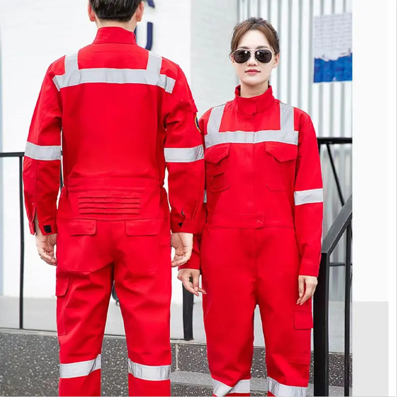 Flame Retardant Uniforms Pure Cotton Anti Acid Coverall Reflective Working Uniform