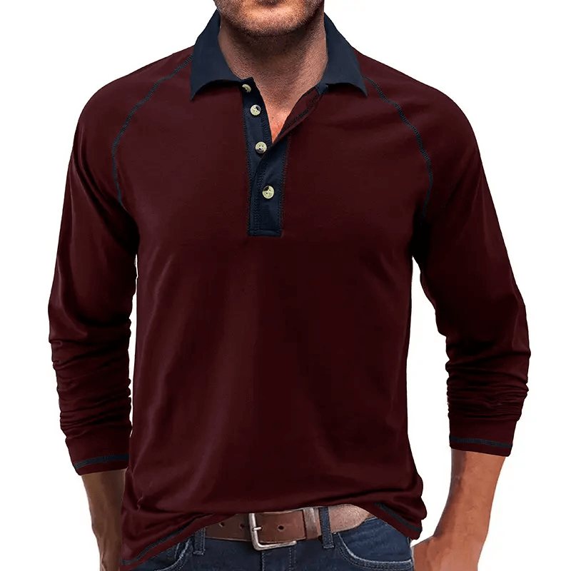 2023 Wholesale Hot Sale Casual Cotton Long Sleeve Buttons Polo T Shirt For Men