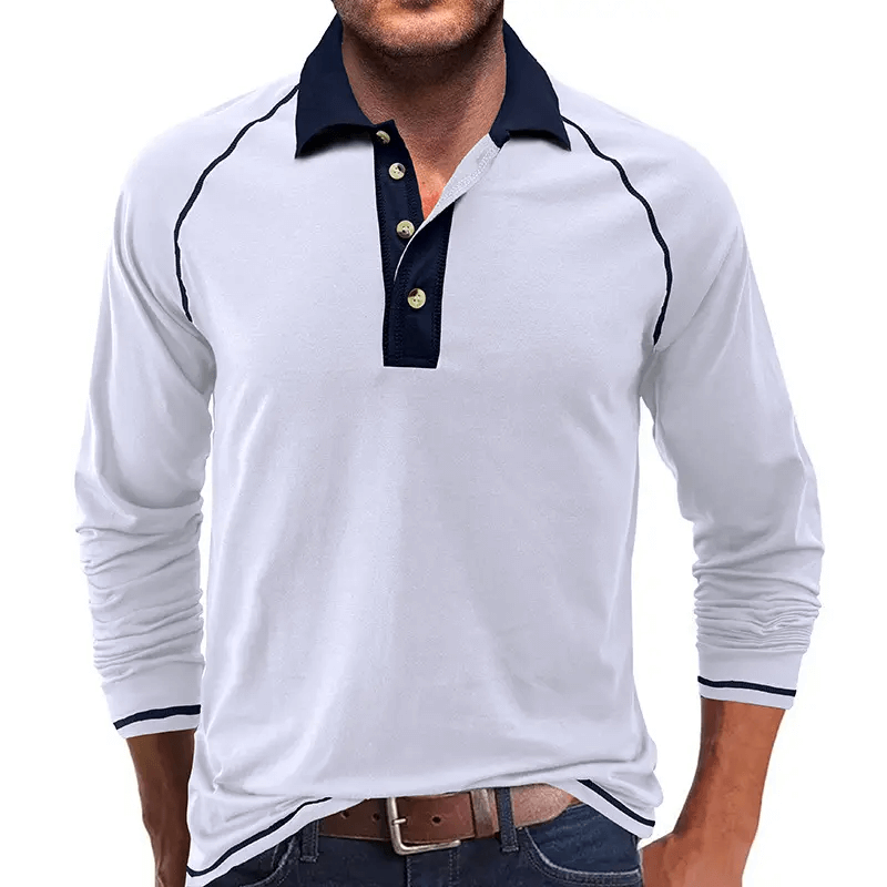 2023 Wholesale Hot Sale Casual Cotton Long Sleeve Buttons Polo T Shirt For Men