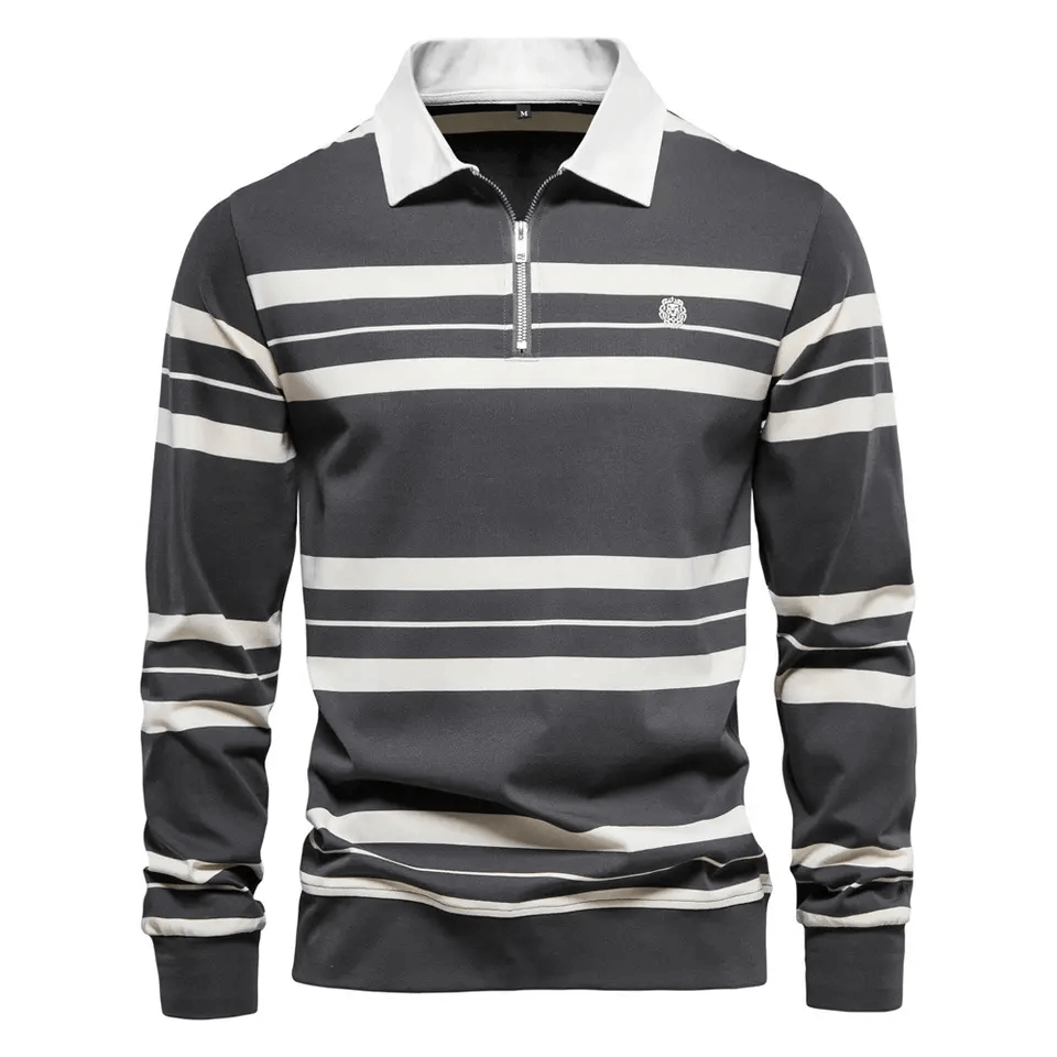 2023 summer new striped men's cotton POLO shirt fashion casual men's embroidered long sleeve T-shirt