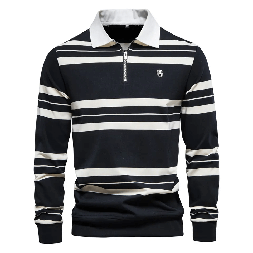 2023 summer new striped men's cotton POLO shirt fashion casual men's embroidered long sleeve T-shirt