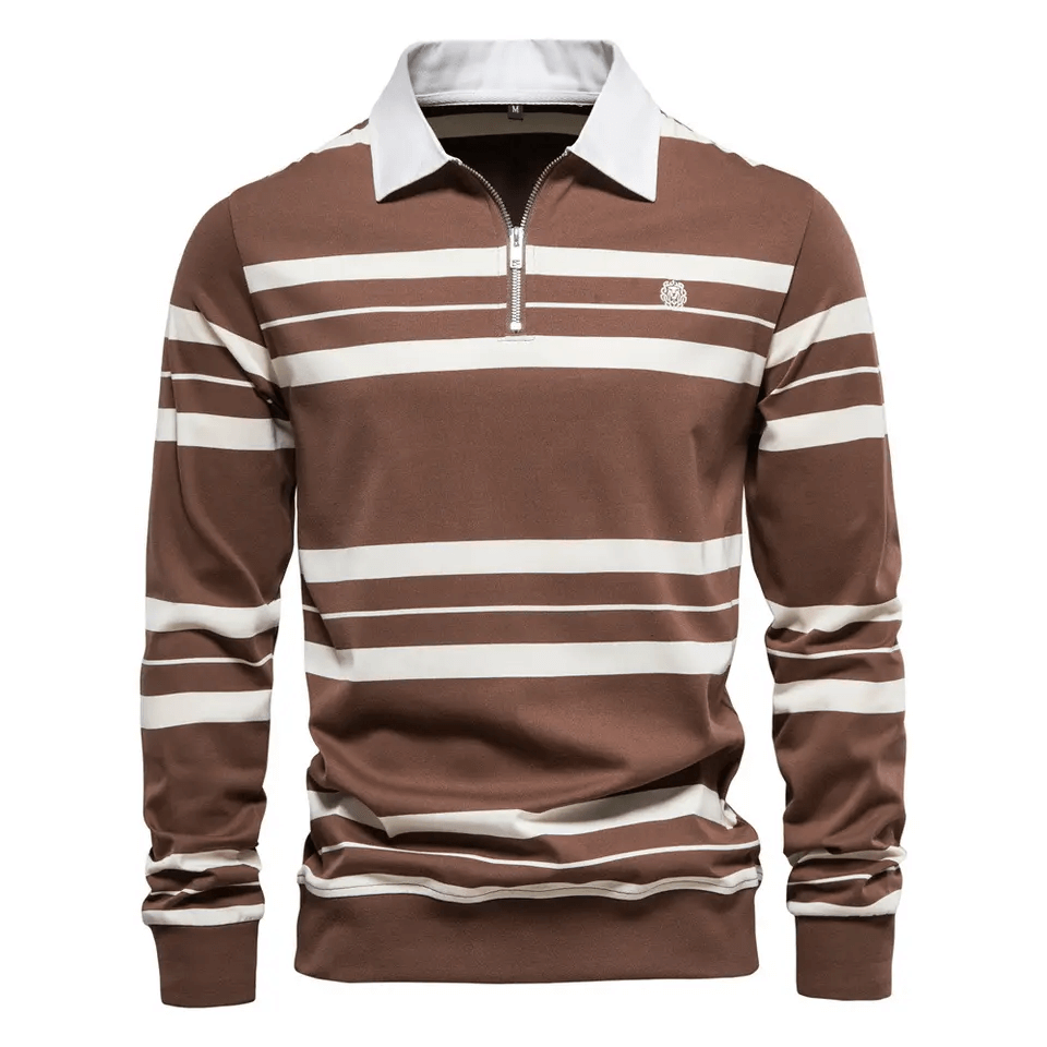 2023 summer new striped men's cotton POLO shirt fashion casual men's embroidered long sleeve T-shirt