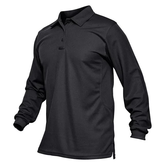 2023 New Arrival High Quality Anti-Pilling Outdoor Sport Long Sleeve Polo Shirt Men Quick Drying Custom Polo Shirt