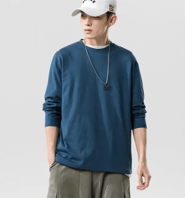 New Apparel Oversized Wholesale Cotton Sports Custom Blank Round Neck Long Sleeve T Shirt Men