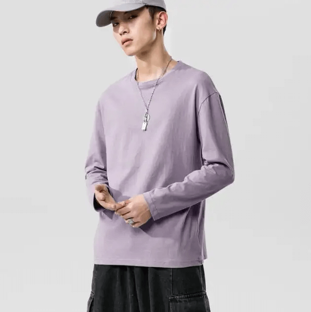 New Apparel Oversized Wholesale Cotton Sports Custom Blank Round Neck Long Sleeve T Shirt Men