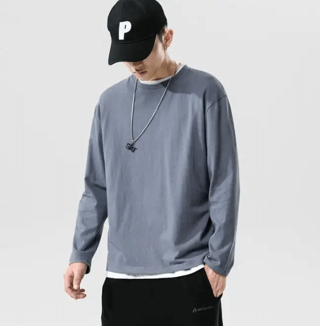 New Apparel Oversized Wholesale Cotton Sports Custom Blank Round Neck Long Sleeve T Shirt Men