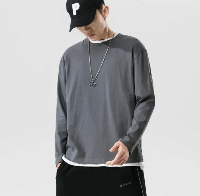 New Apparel Oversized Wholesale Cotton Sports Custom Blank Round Neck Long Sleeve T Shirt Men