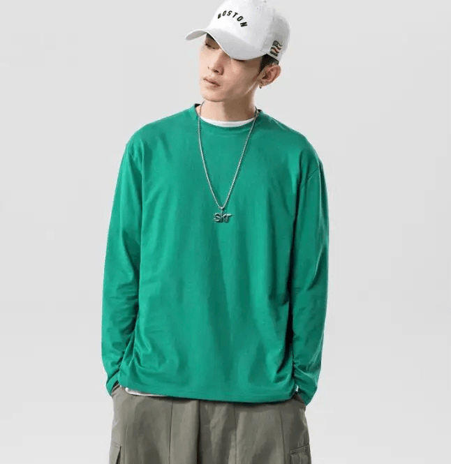 New Apparel Oversized Wholesale Cotton Sports Custom Blank Round Neck Long Sleeve T Shirt Men