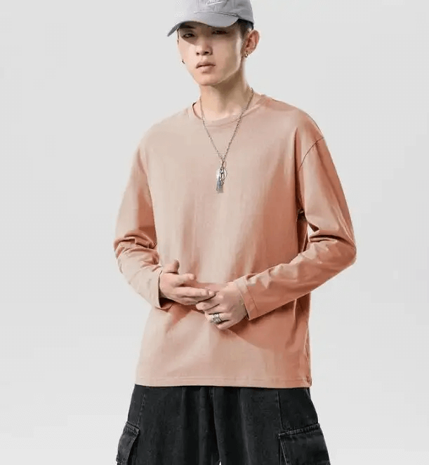 New Apparel Oversized Wholesale Cotton Sports Custom Blank Round Neck Long Sleeve T Shirt Men