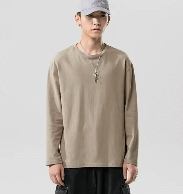 New Apparel Oversized Wholesale Cotton Sports Custom Blank Round Neck Long Sleeve T Shirt Men