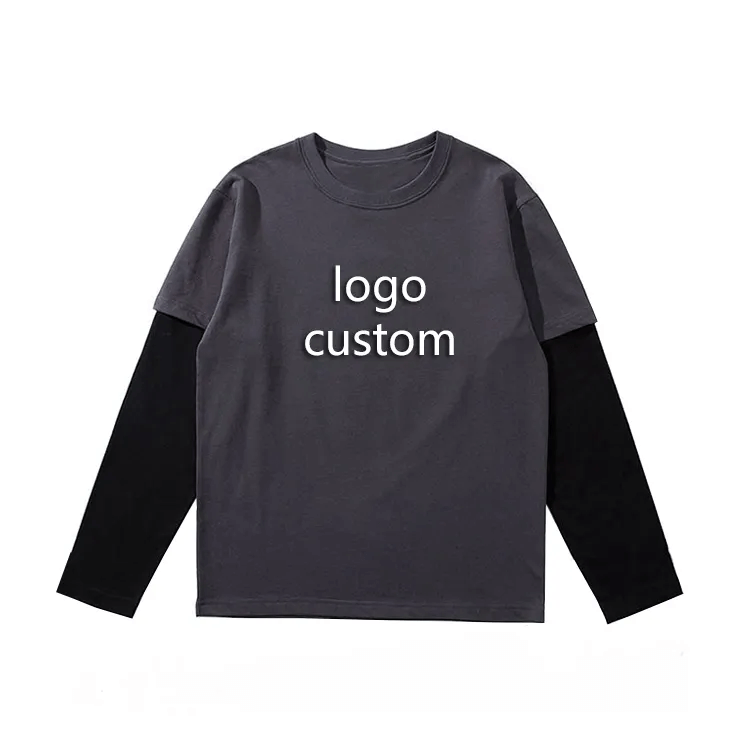 Casual  2 in 1 Double Layer Long Sleeve T Shirt Custom Blank Double Layer Long Sleeve T Shirt