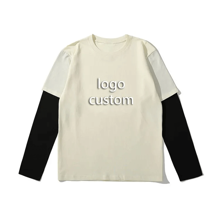 Casual  2 in 1 Double Layer Long Sleeve T Shirt Custom Blank Double Layer Long Sleeve T Shirt