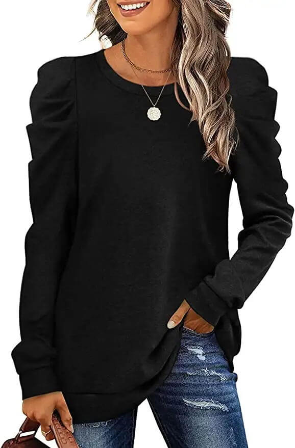 Shirts for Women Long Sleeve Tee Shirt Crew Neck Fall Sweatshirts Loose Fit