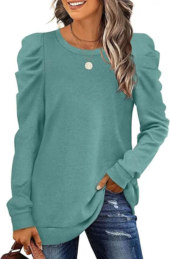 Shirts for Women Long Sleeve Tee Shirt Crew Neck Fall Sweatshirts Loose Fit