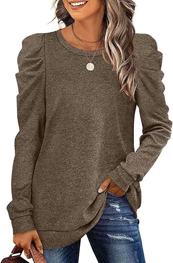 Shirts for Women Long Sleeve Tee Shirt Crew Neck Fall Sweatshirts Loose Fit