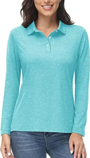 Women's Polo Shirt Long Sleeve Quick Dry Shirts for Golf Athletic Hiking Running Work