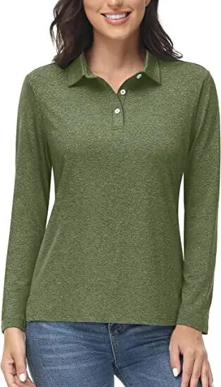 Women's Polo Shirt Long Sleeve Quick Dry Shirts for Golf Athletic Hiking Running Work