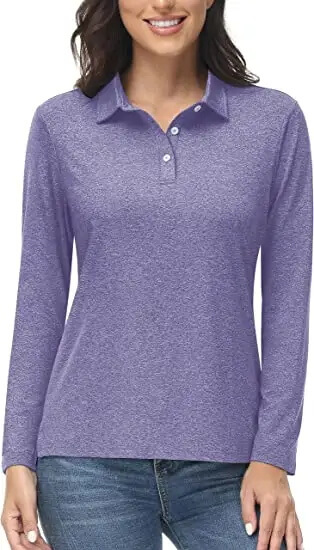 Women's Polo Shirt Long Sleeve Quick Dry Shirts for Golf Athletic Hiking Running Work