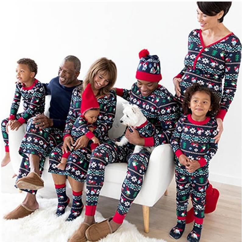 Fashion holiday pijama familiar de navidad pyjamas set christmas family matching pajamas