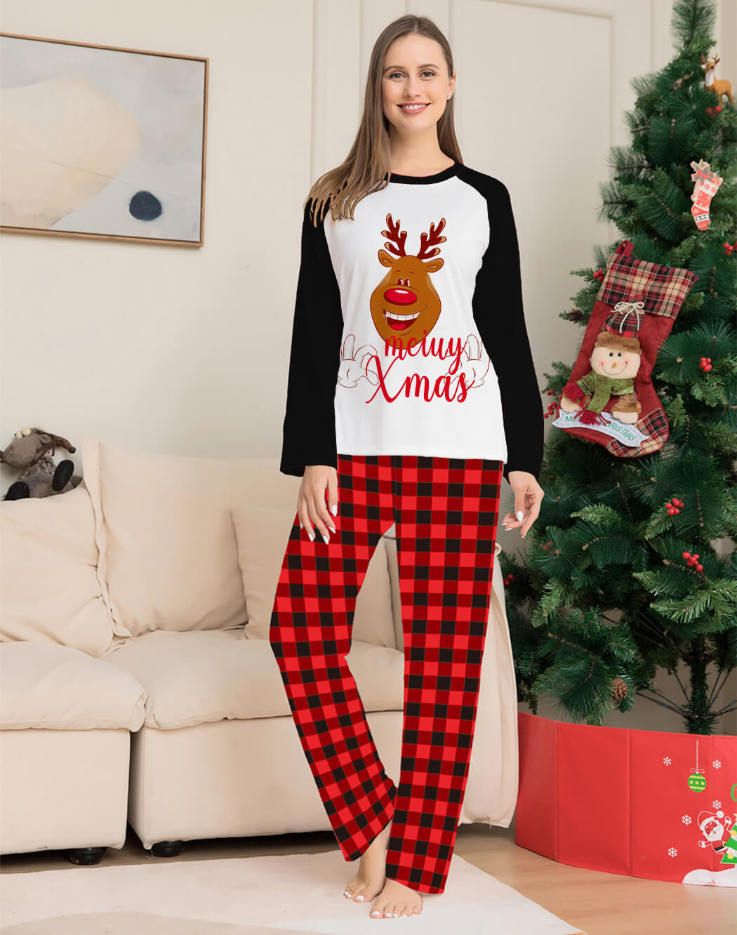 Fashion holiday pijama familiar de navidad pyjamas set christmas family matching pajamas