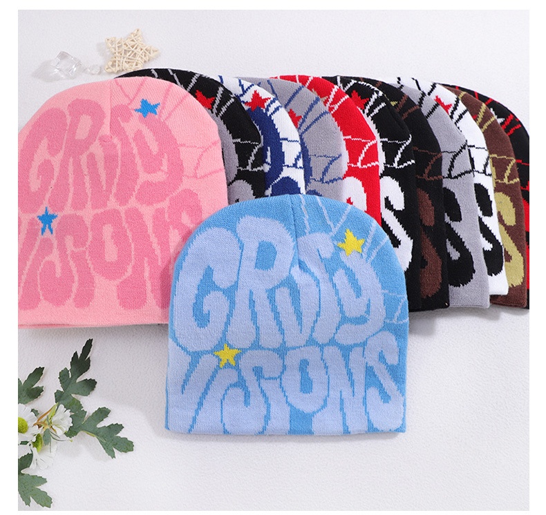 Autumn Winter Star Letter Jacquard Beanie Hat Hiphop Custom Logo Beanie Knitted Hat