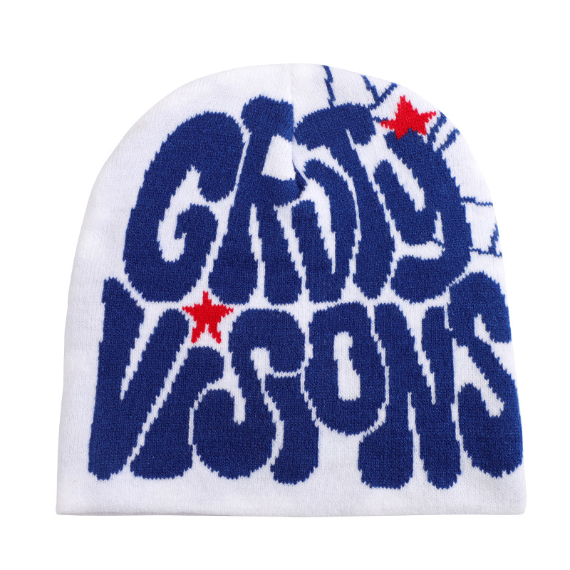 Autumn Winter Star Letter Jacquard Beanie Hat Hiphop Custom Logo Beanie Knitted Hat