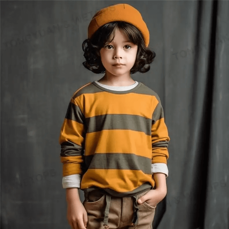 2023 Autumn Children's Stripe T-Shirt Kid 100% Cotton Long Sleeve Male Tee Shirts Spring Fall Clothes For Kid Tops