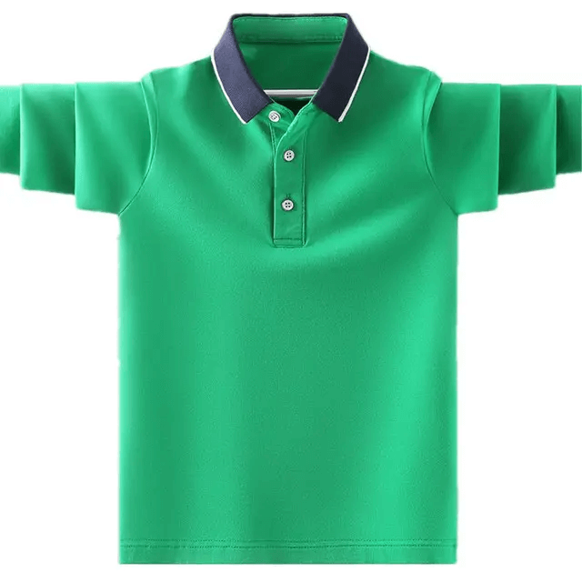 Baby Boys Fashion School Uniform Polo Shirt Splicing Design Kids Casual Long Sleeve Tops For Kids