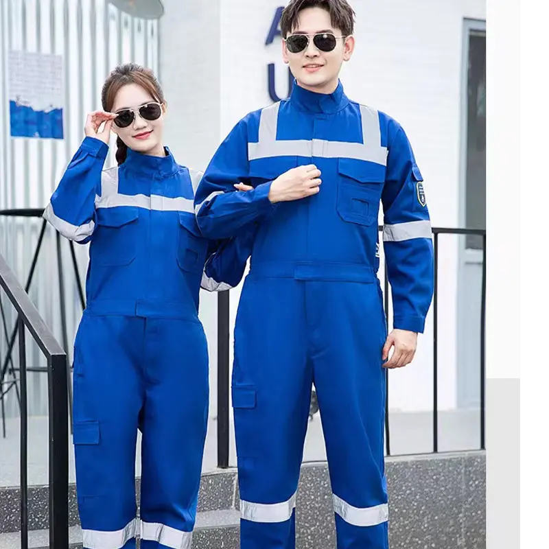 Flame Retardant Uniforms Pure Cotton Anti Acid Coverall Reflective Working Uniform