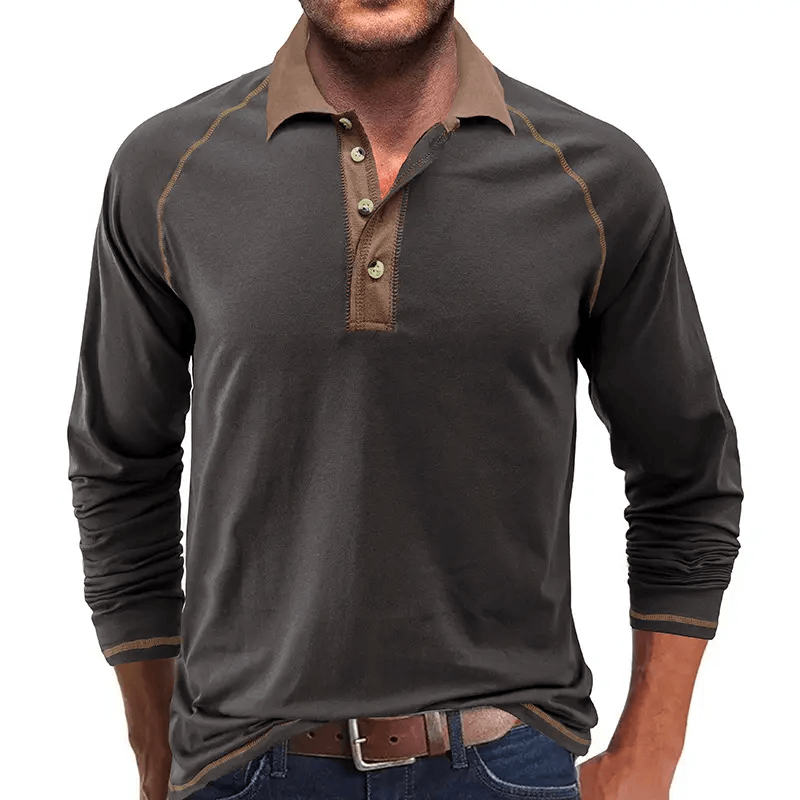 2023 Wholesale Hot Sale Casual Cotton Long Sleeve Buttons Polo T Shirt For Men