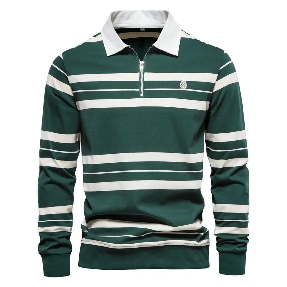 2023 summer new striped men's cotton POLO shirt fashion casual men's embroidered long sleeve T-shirt