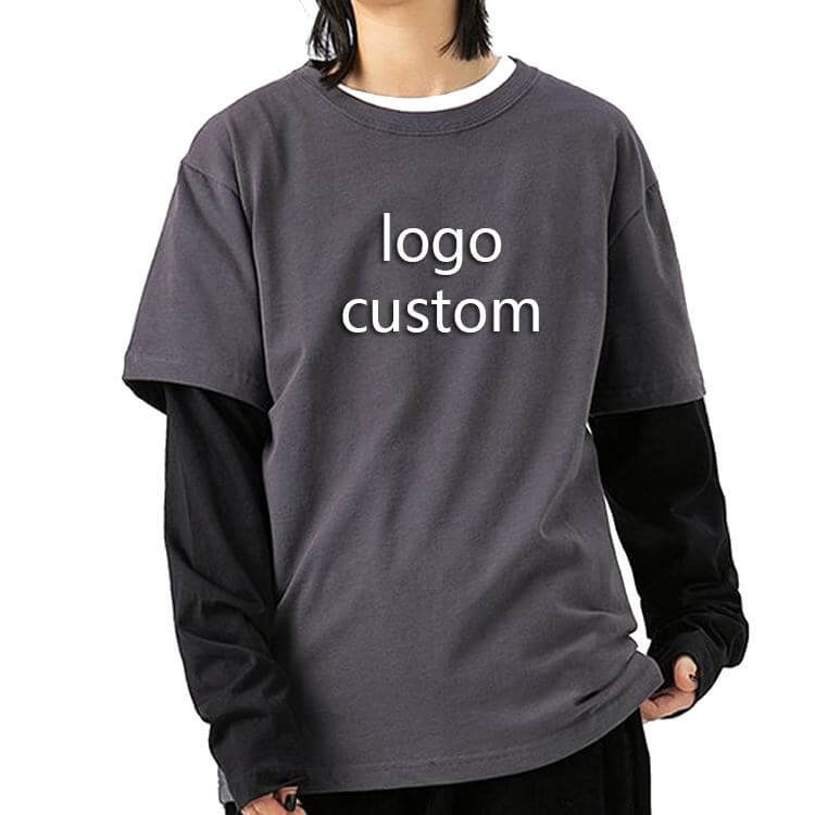 Casual  2 in 1 Double Layer Long Sleeve T Shirt Custom Blank Double Layer Long Sleeve T Shirt