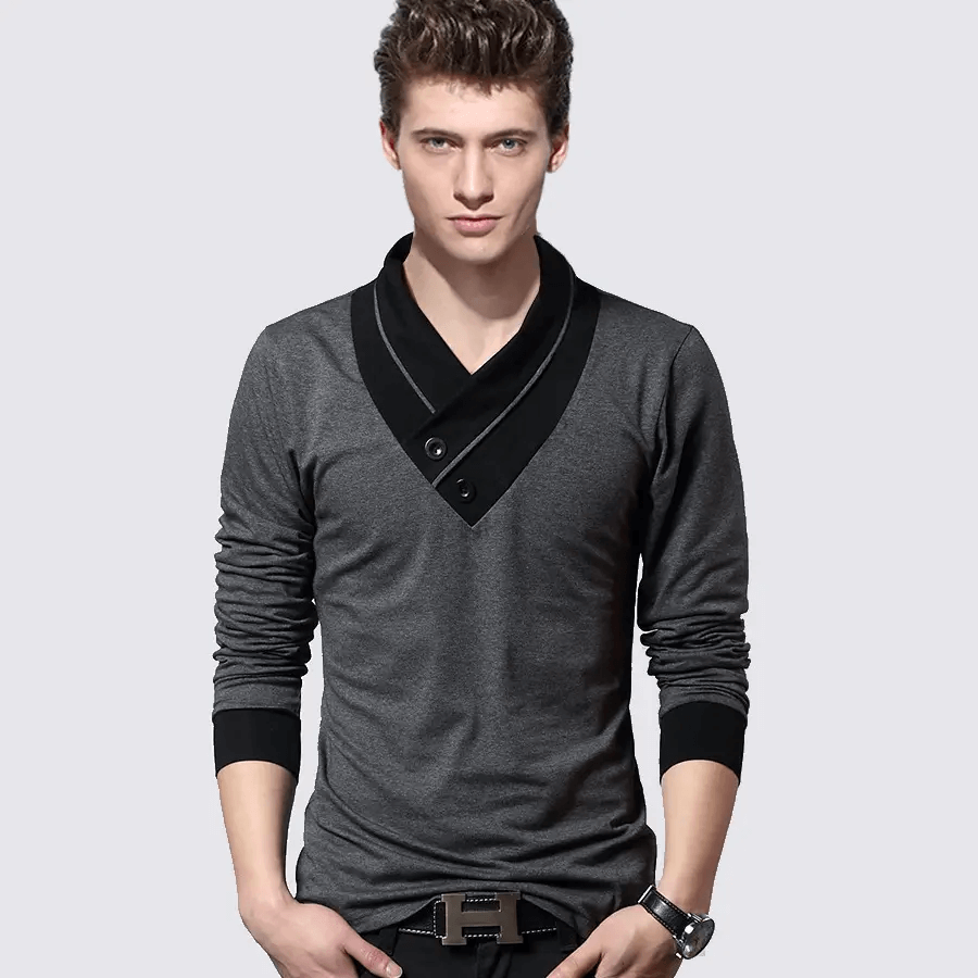 2023 Men's Autumn T-shirt Trendy Standing Collar Men's Long Sleeve t shirt for men