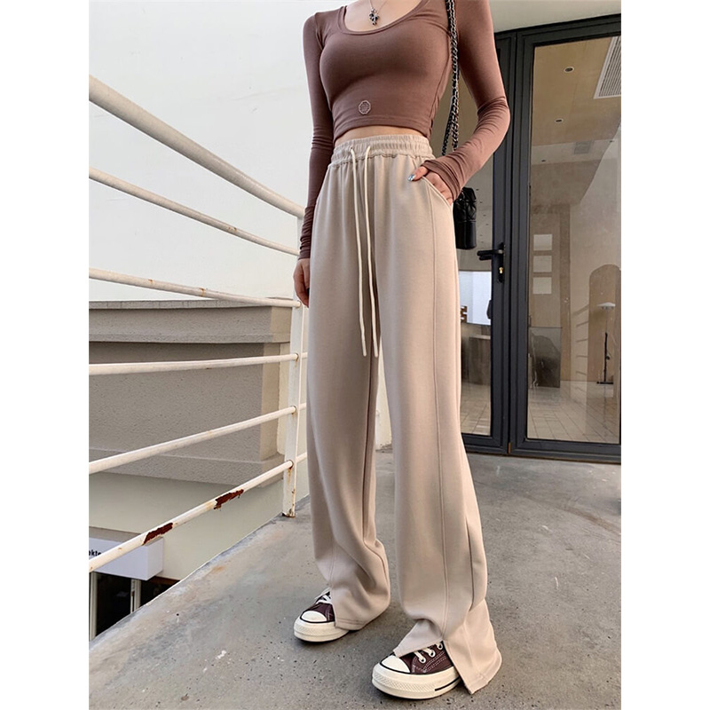 Sports Sweatpants Women's High Waist Straight Trousers Casual Wide Leg Pants