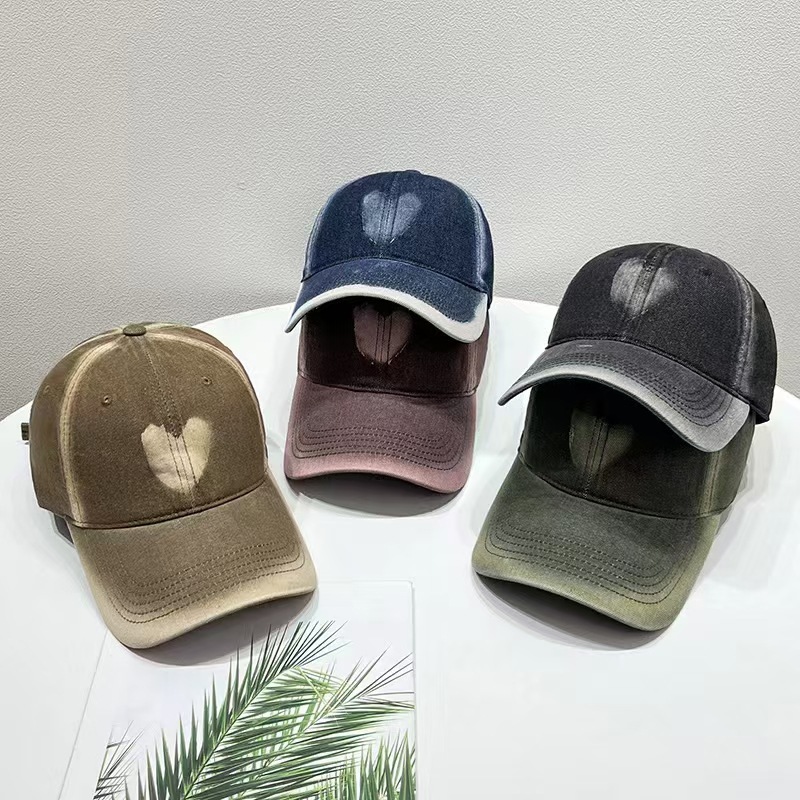 New Men Women Gradient Retro Distress Baseball Hats Fashion Versatile 6 Panel Baseball Caps